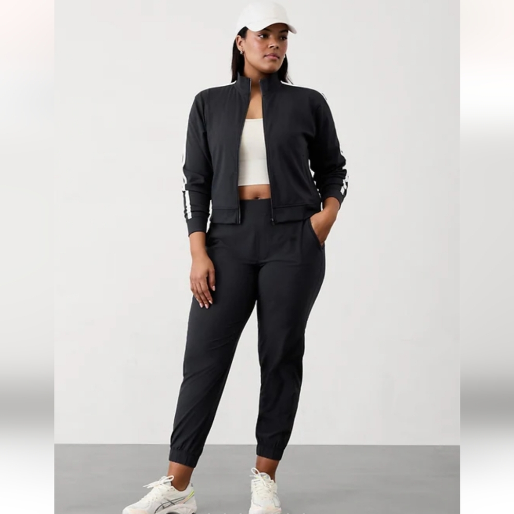 Athleta Brooklyn Midrise Jogger Pants Black Size XL Zip Pockets Pull on Stretch